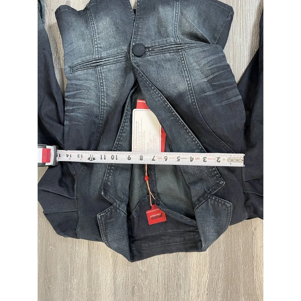 vintage Vero Moda Denim Jacket Puff Shoulder Y2K Radio Denim Jacket Size XS